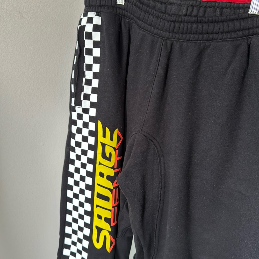 Savage X Fenty 2 piece racing sport sweatpants set Cropped hoodie and sweatpants